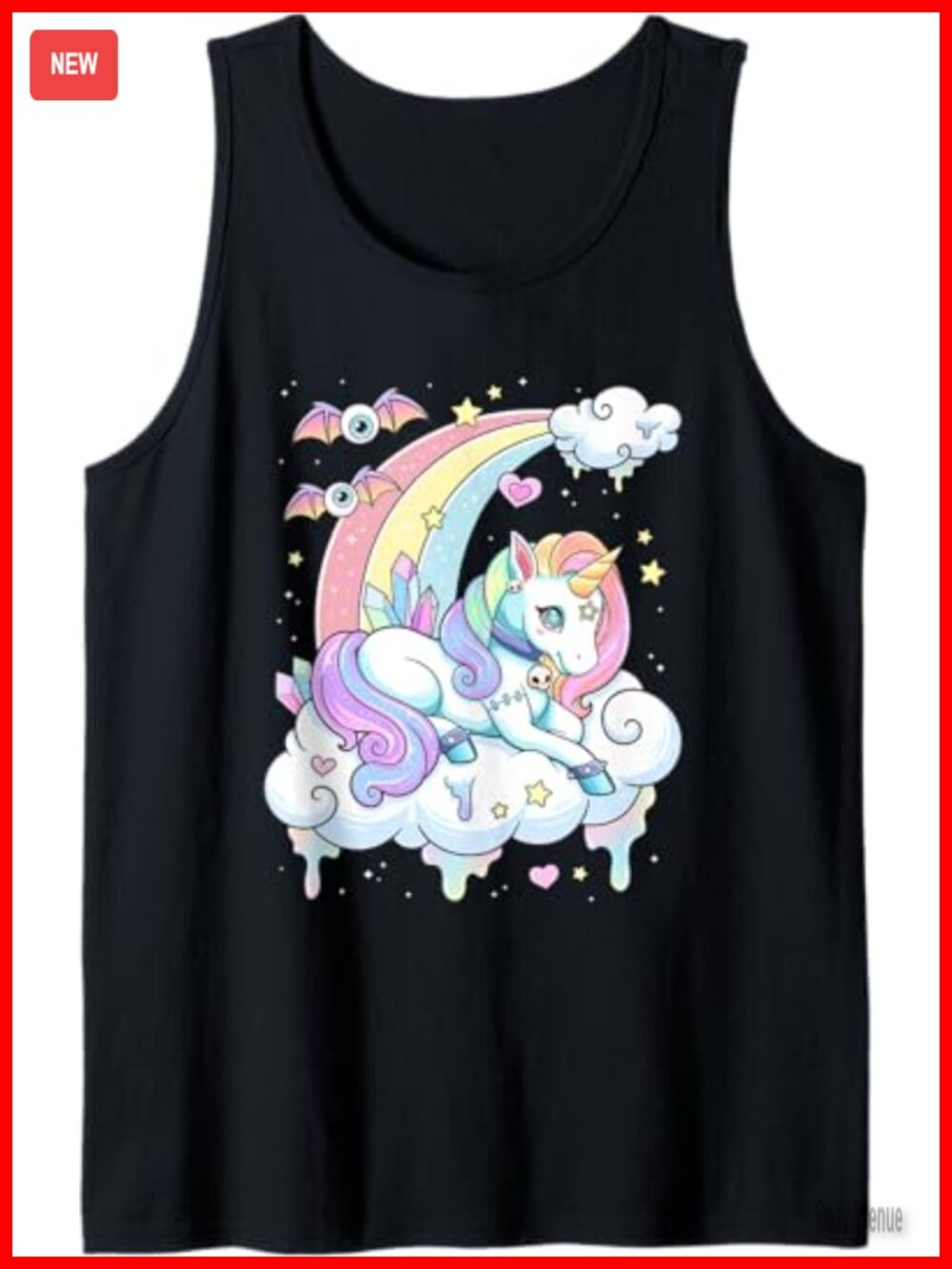 Kawaii Pastel Goth Unicorn Rainbow Tank Top - Cute Creepy Gothic